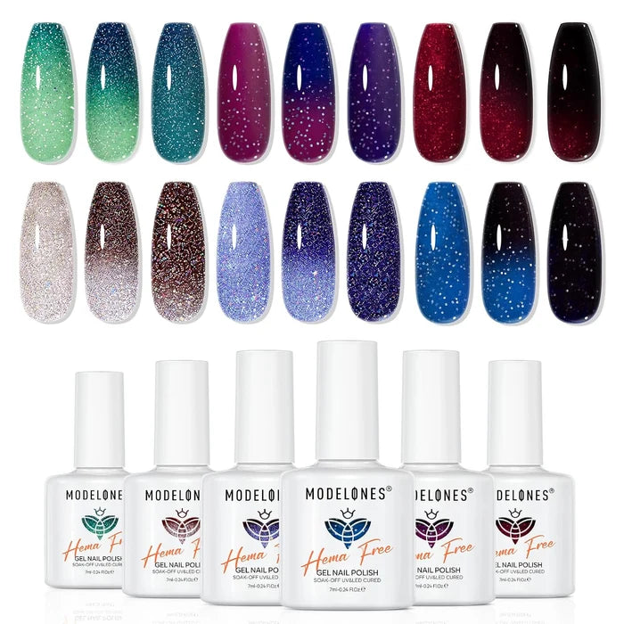 modelones Color Changing Gel Nail Polish Set Fall Winter UV Nail Gel