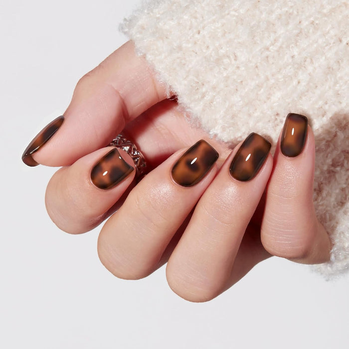 Modelones Fall Leopard Press on Nails Short Square Halloween Fake Nails