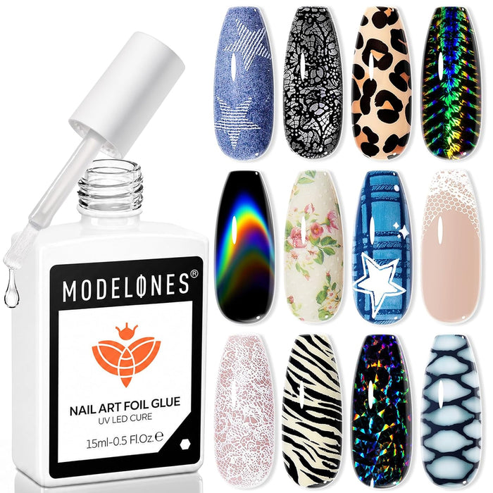modelones Nail Foil Glue Gel Polish Clear Foil Transfer U V Cure 15ml