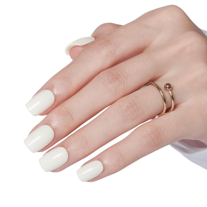 Modelones White Press on Nails Short Square, 32Pcs 16 Sizes Fake Nails