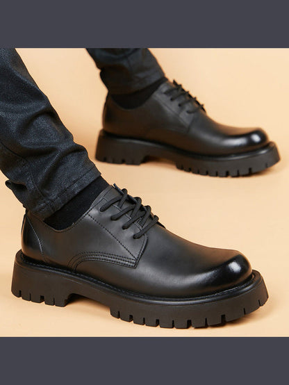 Black handcrafted genuine leather shoes - color image