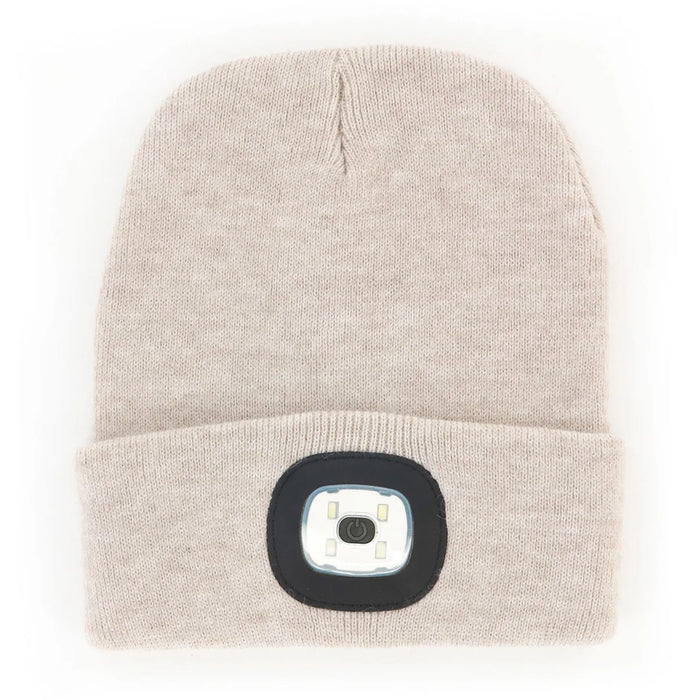 Night Scope Rechargeable LED Beanie - Oatmeal - Plunkett's Hallmark