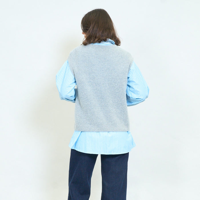 Notch neck brushed knit vest wholesale