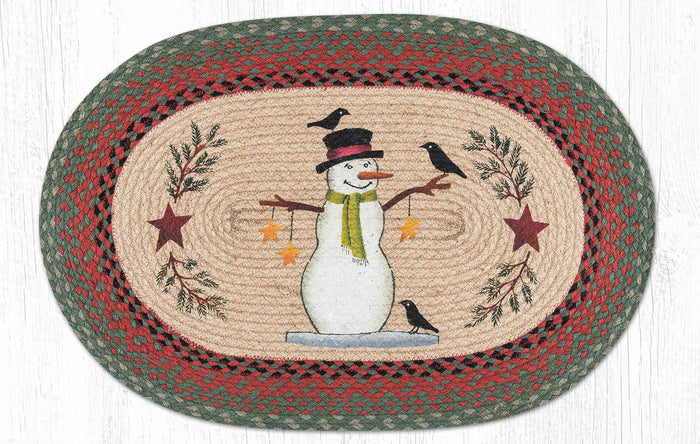 OP-025 Snowman with Crow Oval Rug
