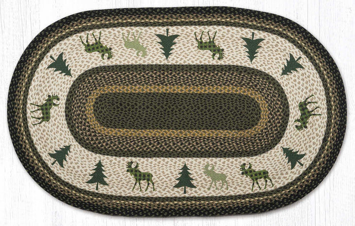 OP-116 Graphic Plaid Moose Oval 3'x5' Rug