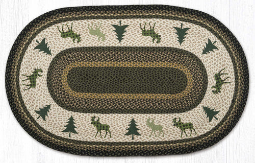 OP-116 Graphic Plaid Moose Oval 3'x5' Rug
