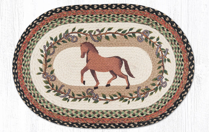 OP-427 Horse Oak Leaf 20x30 Oval Rug