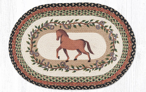 OP-427 Horse Oak Leaf 20x30 Oval Rug