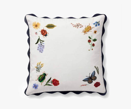 Curio Vignette Embroidered Pillow - White