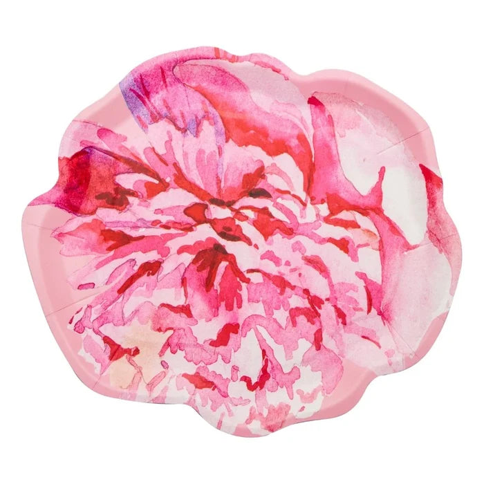 Pink Peonies Shaped Plates