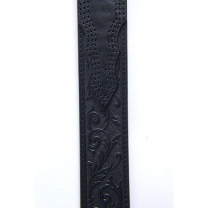 Platini Men's Leather Embossed Belt- Black