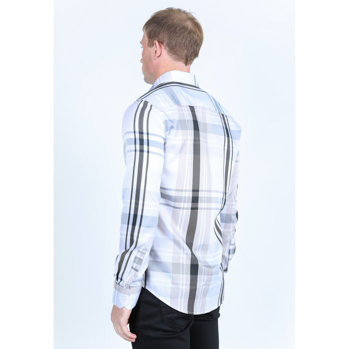 Platini Men’s Plaid Digital Print Shirt - White