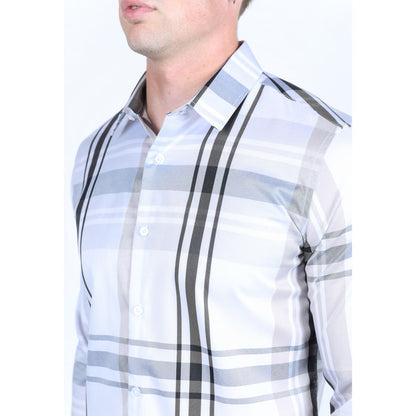 Platini Men’s Plaid Digital Print Shirt - White