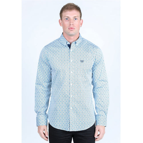 Platini Men’s Satin Cotton/Spandex Shirt - White