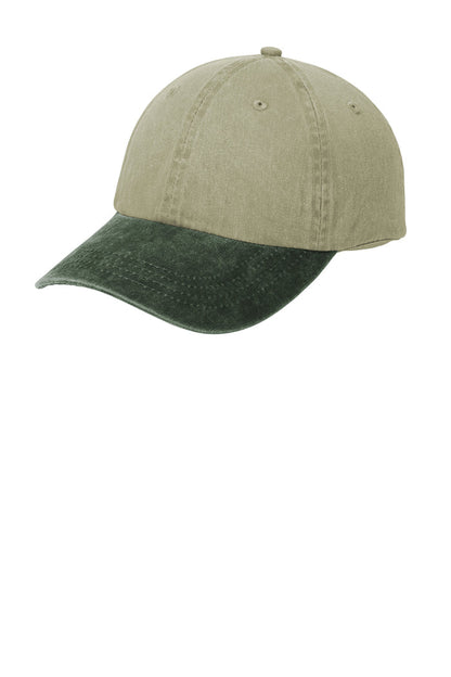 Port & Co™ Two-Tone Pigment-Dyed Cap.CP83 in Khaki/Hunter