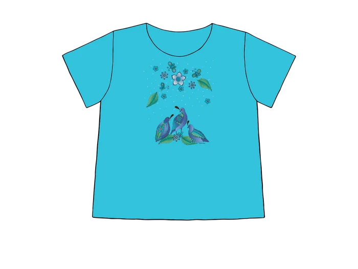 Quail in Blue Short Sleeve