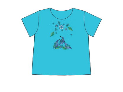 Quail in Blue Short Sleeve