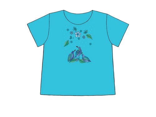 Quail in Blue Short Sleeve
