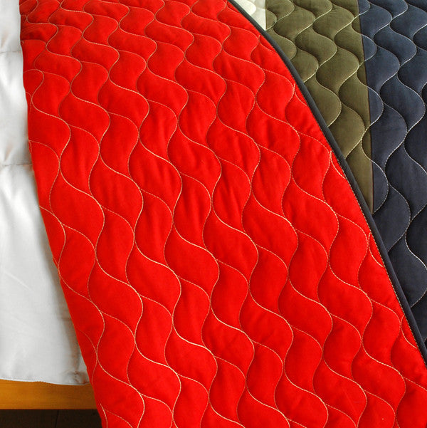 Red Navy Striped Teen Bedding Full/Queen Quilt Set Oversized Bedspread