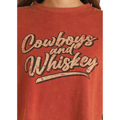Rock & Roll Denim Cowboys & Whiskey Cropped Pullover Sweater