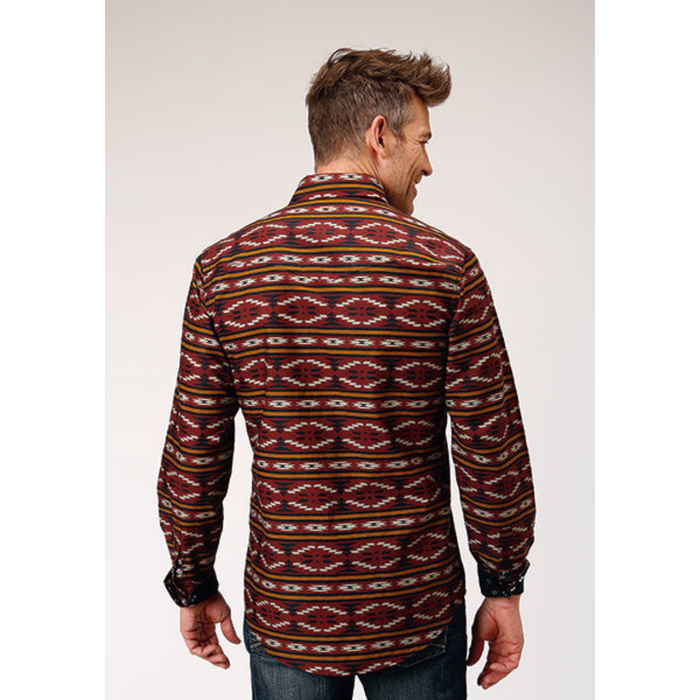 Roper Men's Red Aztec Long Sleeve Snap Western Shirt