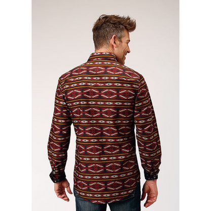 Roper Men's Red Aztec Long Sleeve Snap Western Shirt