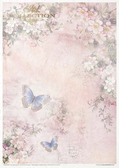 Rosy Summertime Rice Paper by ITD Collection, RP031, Pack of 11 2