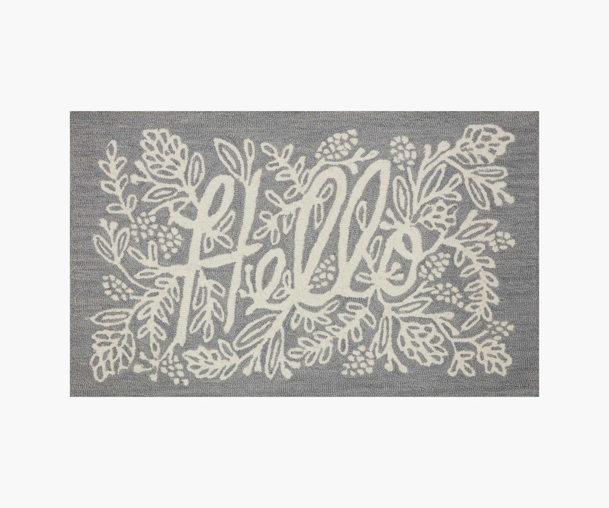 Minnie Hello Wool-Hooked Rug - Grey
