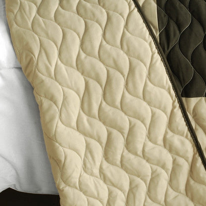 Brown Tan Colorblock Teen Boy Bedding Full/Queen Quilt Set - Back