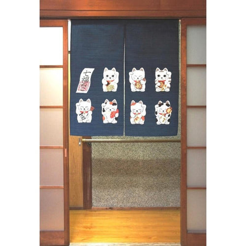 Short Japanese Noren Neko 85 x 90 cm (33.5’’ x 35.5’’)
