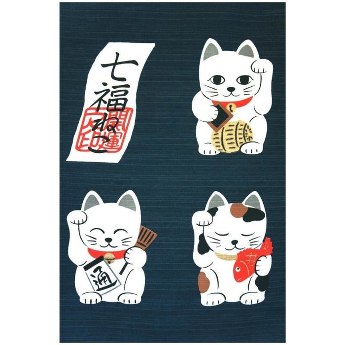 Short Japanese Noren Neko 85 x 90 cm (33.5’’ x 35.5’’)