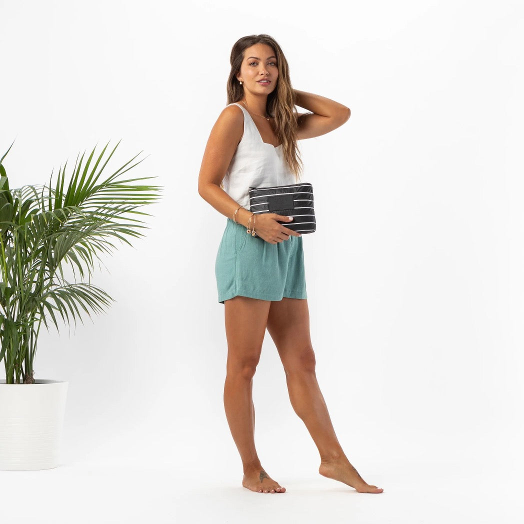ALOHA COLLECTION - Pinstripe Small Pouch | White on Black