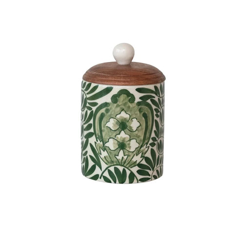 Small Stoneware Canister with Wood Lid