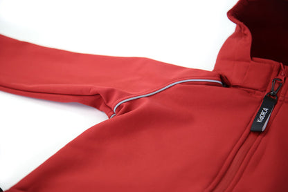 Close-up of waterproof breathable fabric – merlot softshell suit