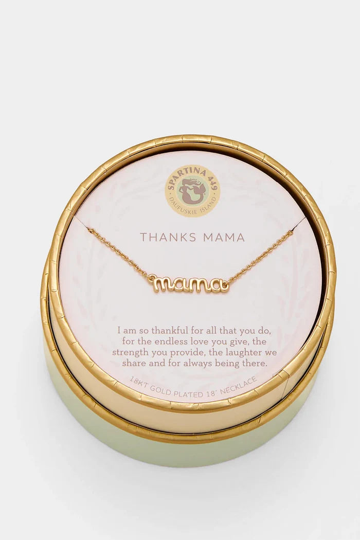 Spartina 449: Sea La Vie Necklace 18” Thanks Mama/Script Gold