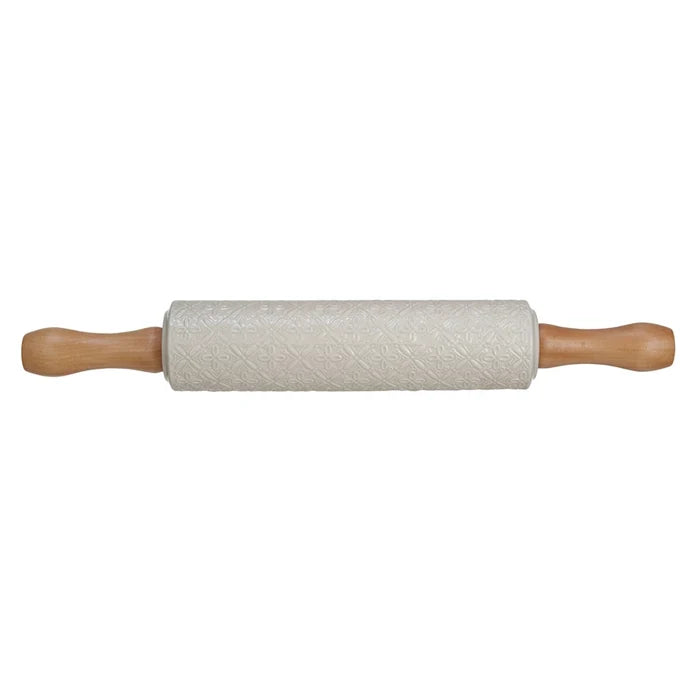 Stoneware Rolling Pin with Snowflakes
