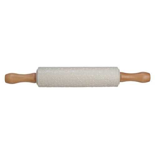Stoneware Rolling Pin with Snowflakes