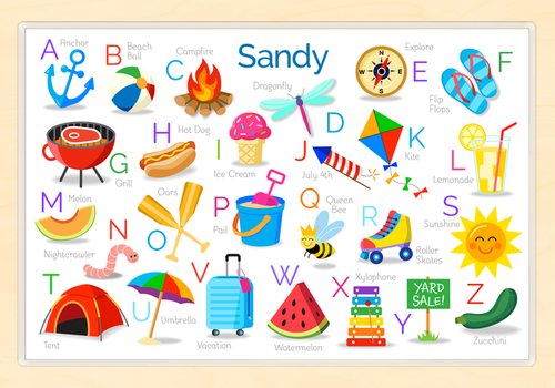Summer Alphabet Personalized Kids Placemat 18" x 12" with Alphabet - Custom USA