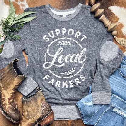 Support Local Farmers Elbow patch pullover