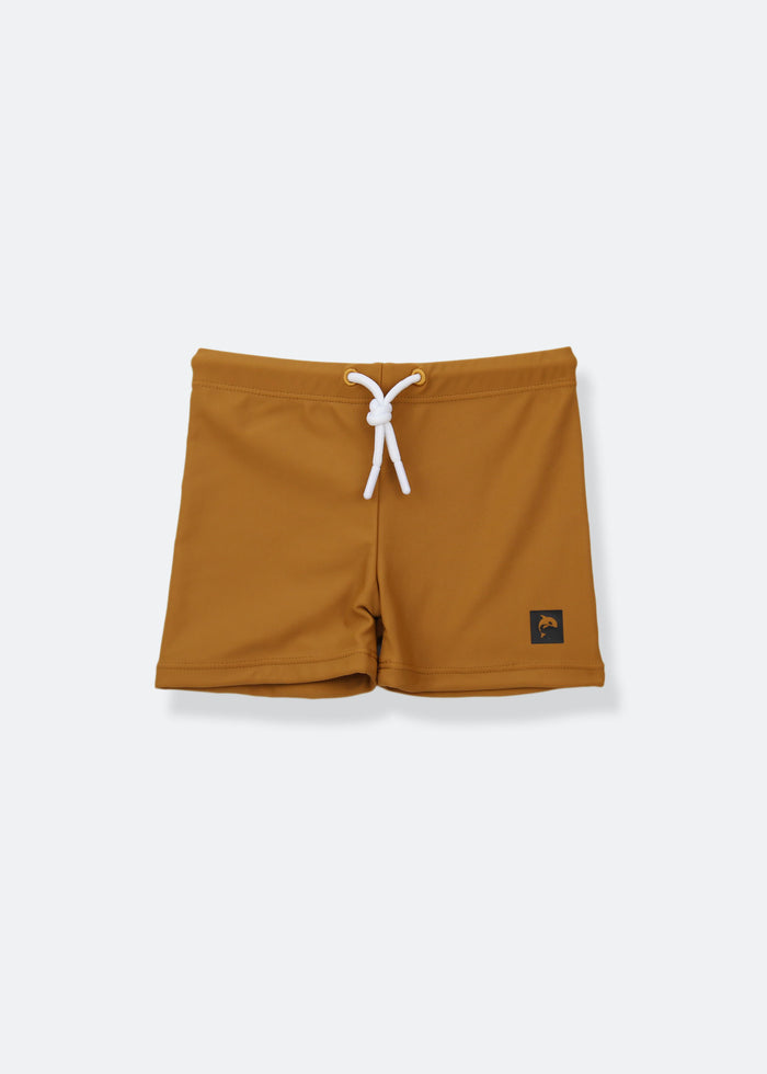Girls swim boardie shorts ginger – front view