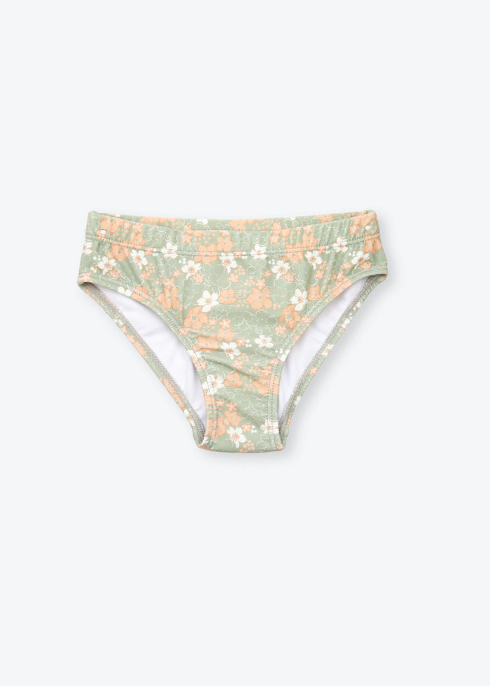 Girls swim bottom Evangelina sage green – front view