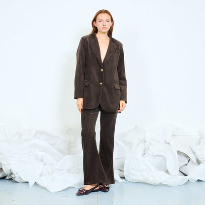Textured single-breasted blazer with flap pockets wholesale