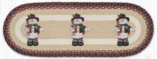 TR-081 Snowman in Top Hat Oval Table Runner