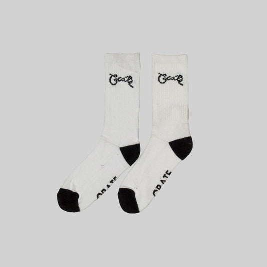 Unisex Scripted Sock - White