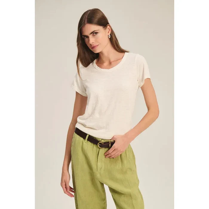 Velvet by Graham and Spencer Marika Cotton Slub Tee in Coconut