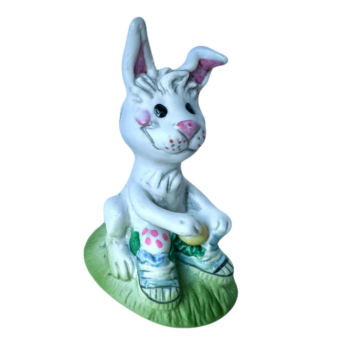 Vintage Suzy’s Zoo Easter Bunny Rabbit with Easter Eggs 3.5" Collectible Figurine Statue by Suzy Spafford Enesco 1979