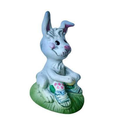 Vintage Suzy’s Zoo Easter Bunny Rabbit with Easter Eggs 3.5" Collectible Figurine Statue by Suzy Spafford Enesco 1979