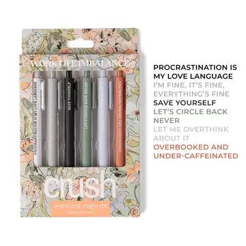 Warmest Regards Quote Pen Set - Work Life Imbalance - Plunkett's Hallmark