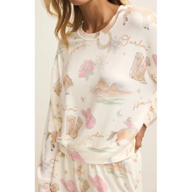 Z Supply Desert Rose LS Top in Vanilla Ice
