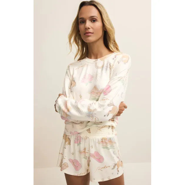 Z Supply Desert Rose LS Top in Vanilla Ice